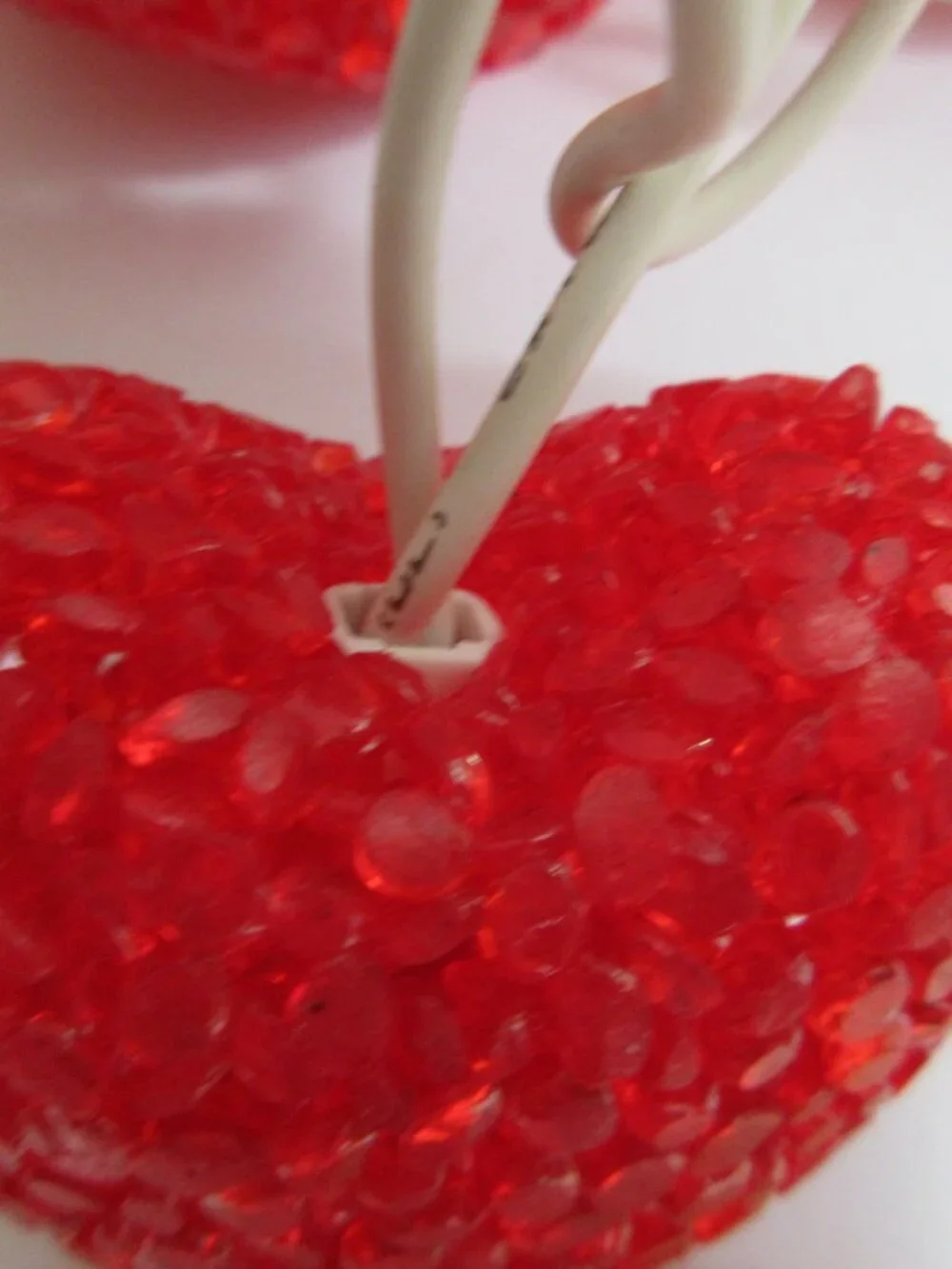 Heart String Light Red Melted Popcorn Plastic Blow Molded 10 Lights 9' Long